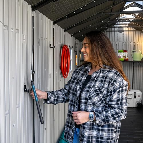 Lifetime Outdoor Storage Shed, 8x20 Ft, Gray, Resin Backyard Tool Shed with Lockable Doors and Weather-Resistant Panels Lifetime