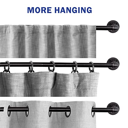 Zeerobee Curtain Rods for Windows 48 to 84, 1 Inch Industrial Curtain Rod, Wrap Around Black Curtain Rods, Indoor/Outdoor Curtain Rod, Room Divider Curtain Rod, Adjustable Curtain Rod, 48-86" zeerobee