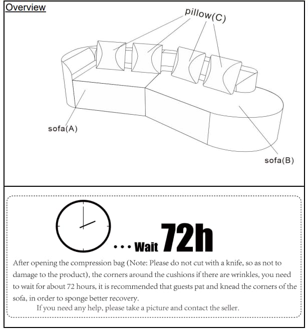 Christopher Knight Home Randa Modern Fabric Upholstered 5-Seater Sofa, Oversized Chair Cloud Couch, Fully Assembled Long Sofa Chaise Lounge, Fully Assembled, Milky White Christopher Knight Home