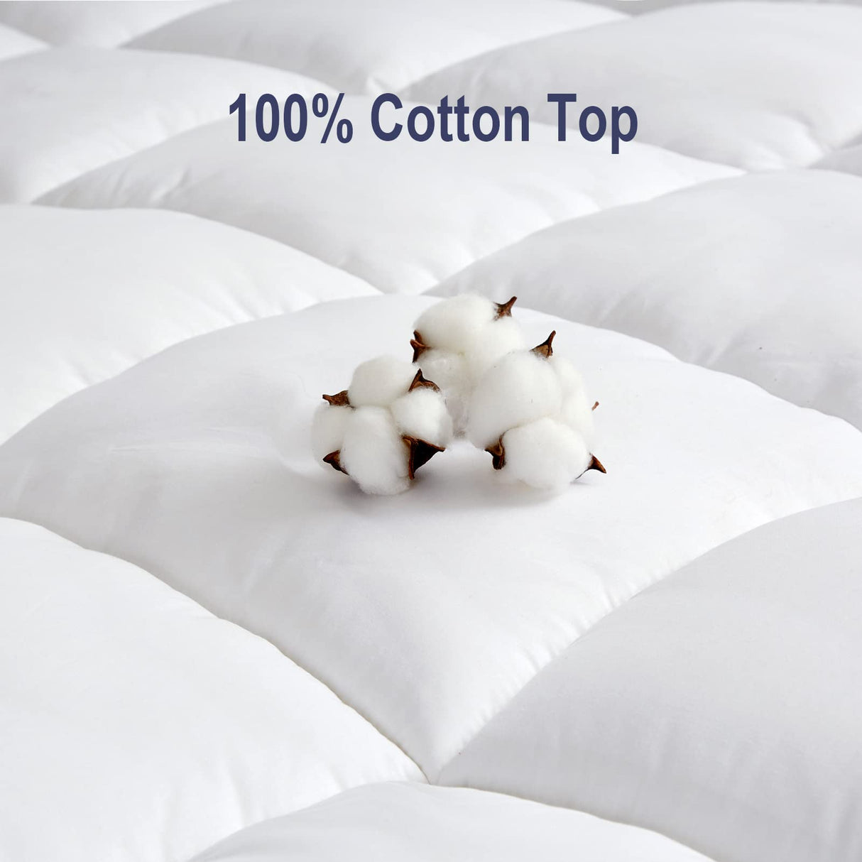 HYPREST Pillow Top Mattress Topper King, Extra Thick Mattress Topper 1300 GSM Down Alternative, 100% Cotton Soft Plush Bed Topper 8-24" Deep Pocket HYPREST