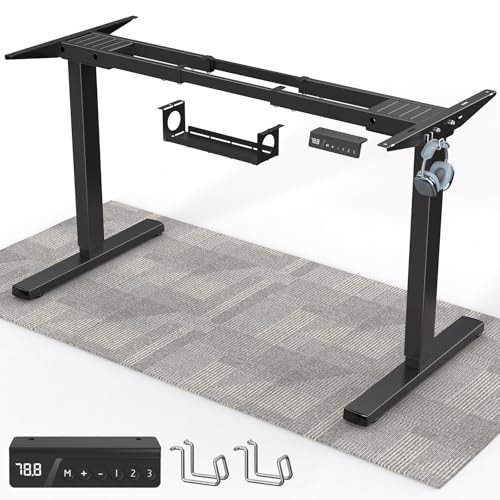 Xyndyx 264 lbs Capacity Dual Motor Electric Standing Desk Frame, Height Adjustable Sit Stand up Desk Legs for 39.4” to 74.8” Desktop, Anti-Collision Function, Cable Tray, 2 Hooks, Black Frame Only Xyndyx