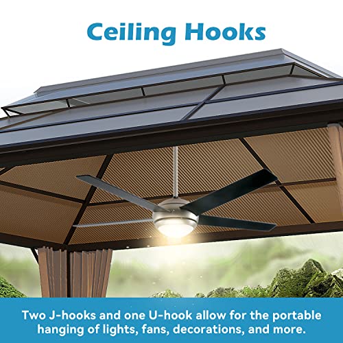 GAZEBEST 10' X 13' Permanent Hardtop Gazebo, Outdoor Polycarbonate Double Roof Pavilion Pergola Canopy with Aluminum Frame and Privacy Curtains for Patio, Garden, Backyard, Lawn GAZEBEST