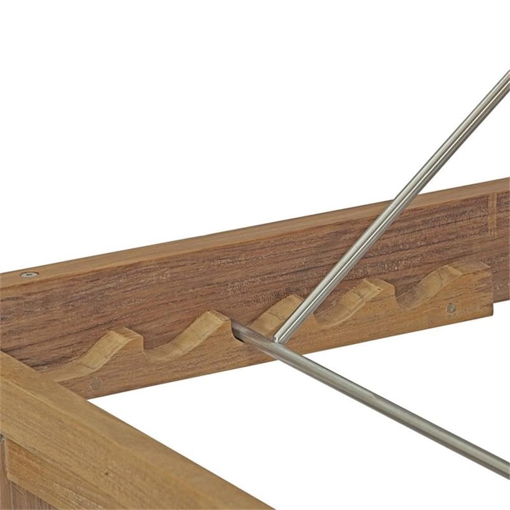 Modway Upland Teak Wood Outdoor Patio Chaise Lounge Chair with Cushions in Natural White Modway