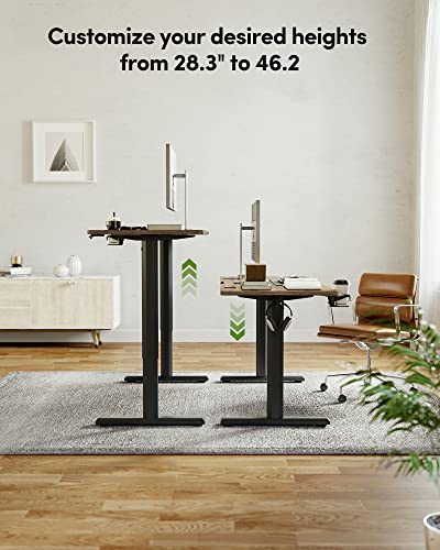 FEZIBO Height Adjustable Electric Standing Desk, 55 x 24 Inches Stand up Table, Sit Stand Home Office Desk with Splice Board, Rusticbrown FEZIBO