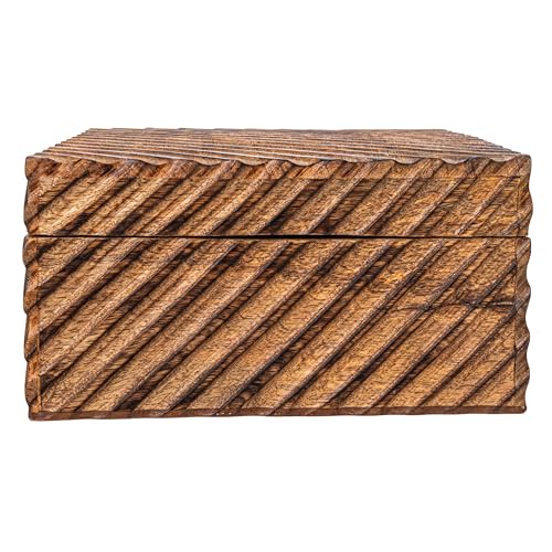 Creative Co-Op Hand-Carved Mango Wood Nesting Boxes with Burnt Finish, Grey, Set of 2 Creative Co-Op