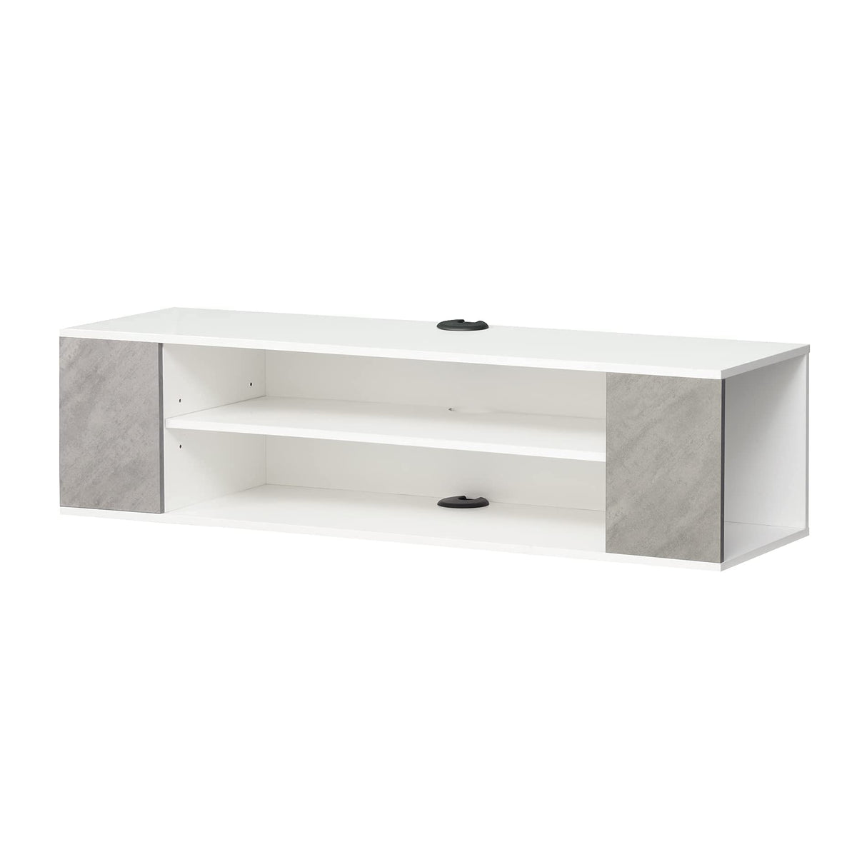 WAMPAT White Floating TV Stand Wall Mounted Shelf Entertainment Center Floating TV Cabinet Media Console Wood Storage Hutch Under TV for Living Room,Grey White,39 Inch WAMPAT
