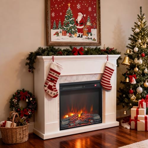 Innoflame 23" Electric Fireplace, Realistic Flame & Logs, Adjustable Thermostat & Flame Brightness, Fireplace Insert with Remote, 8H Timer, Overheating Protection, 1400W (23" X 19 3/4") Innoflame