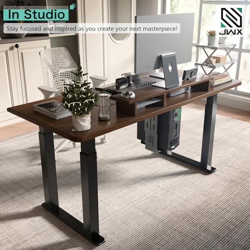 JWX 4-Leg Standing Desk Frame with Dual Motors, Electric Height Adjustable Desk Base, Heavy Duty 330 lbs Load, Fits Desktop 39″–79″, Anti-Collision, Memory Presets, Black Frame Only JWX