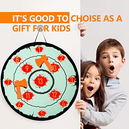 Axe Throwing Toys for Kids Adults, Yard Ax Dart Games for Boys Girls Axe Throwing Set Family Party Camping Carnival Games Indoor Outdoor Play Activity Center, 4 Sticky Axes, 28'' Cloth Board AUBESTKER