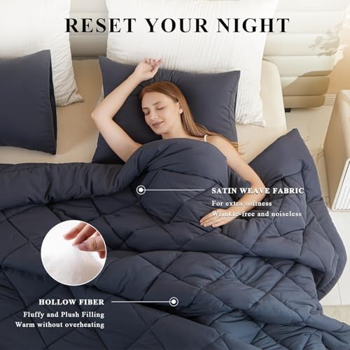 MIOTO 128x120 Oversized King Comforter, Extra Large King Size Comforter Oversized, All Season Soft Lightweight Quilt Down Alternative Duvet Insert with 8 Corner Tabs(128x120, Grey) MIOTO