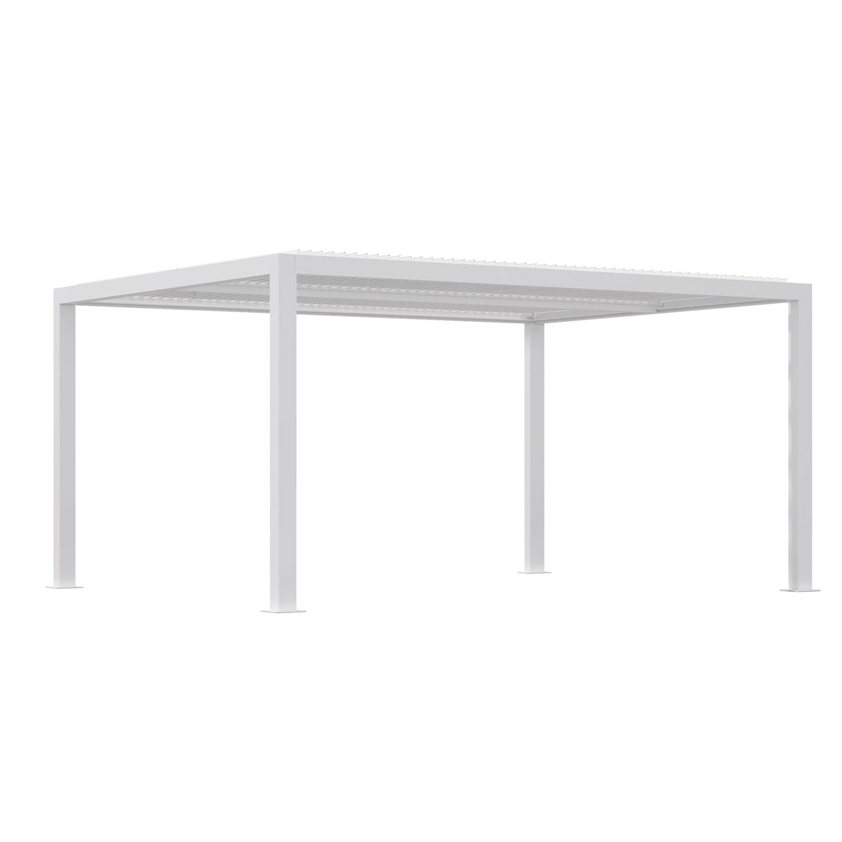 PURPLE LEAF Outdoor Louvered Pergola 12' x 14' White Aluminum Pergola Modern Shade Gazebo with 2 Independently Adjustable Rainproof Hardtop for Patio Garden Yard PURPLE LEAF