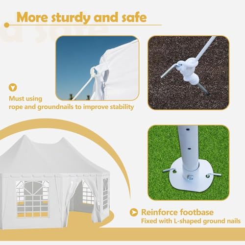 20x15 FT Heavy Duty Party Tent, Waterproof White Wedding Tent with 1 Door & 7 Windows, UV Protection Outdoor Event Canopy Gazebo for Parties, Picnics, Commercial Use dafrigic
