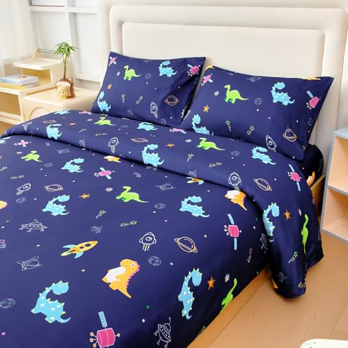 MICORAL Kids Twin Sheet Set Dinosaur, 3 Pieces Sheets for Boys & Girls, Soft Printed Microfiber Bed Sheets, Deep Pocket Cozy Toddler Bedding Set MICORAL