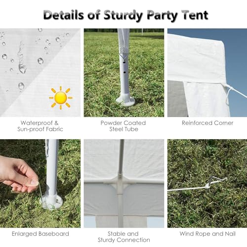 10x10 FT Party Tent, Outdoor Wedding Tents for Parties, Canopy Event Tent with 4 Removable Sidewalls, Waterproof Gazebo Shelter for Birthday Parties, Weddings, BBQs & Events (10X10FT-4Sides White) YYANDC