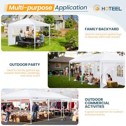 HOTEEL 10'x30' Canopy Party Tent with 6 Removable Sidewalls, Outdoor Event Tent for Weddings, BBQ, Parties, Patio Camping Gazebo, Waterproof, White Hoteel