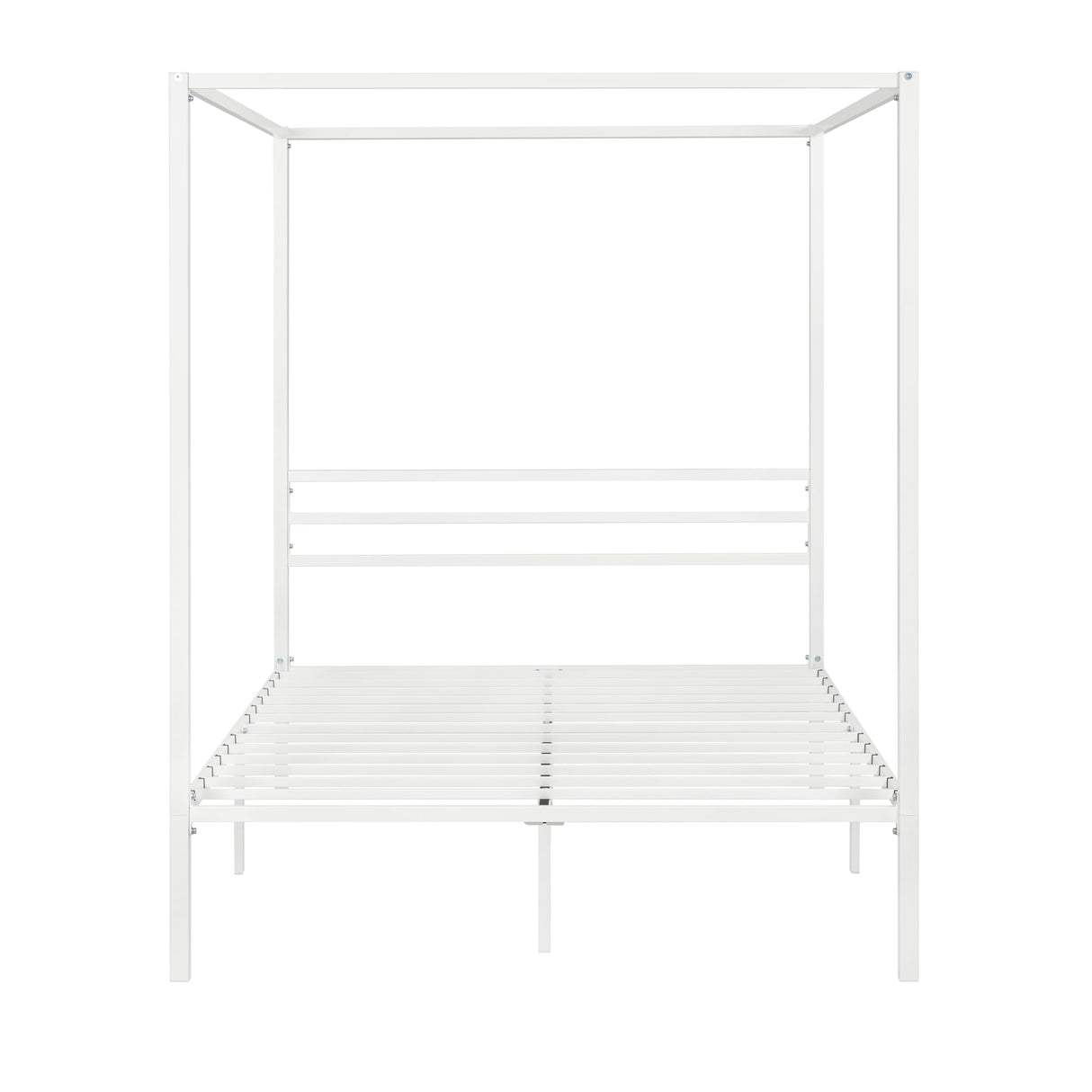 Queen Size Metal Canopy Bed Frame by SHA CERLIN - Sturdy, No Box Spring Needed, Easy Assembly, Customisable Design in White SHA CERLIN
