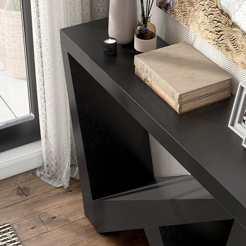 HOMES: Inside + Out Naomi Modern Decorative Accent Console Table with W-Shaped Legs, Wood Entryway Furniture for Living Room, Hallway, Entrance, Small Spaces, Black HOMES: INSIDE + OUT