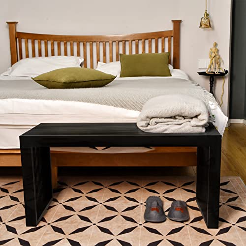 APRTAT Bamboo Dining Bench, 35 inch Farmhouse Decor Indoor Kitchen Table Bench, Entryway Shoe Rack Bench, Outdoor Bench, Solid Bamboo Benches for Living Room, Hallway, Bedroom, Bathroom APRTAT