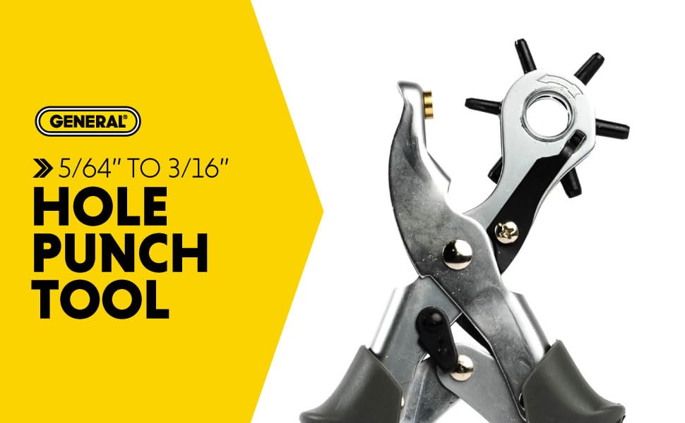 General Tools Revolving Punch Pliers 73 - 6 Multi-Hole Sizes For Leather, Rubber, & Plastic - Hobbies & Crafts General Tools