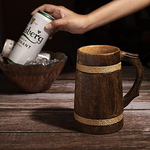 GoCraft Handmade Wooden Beer Mug | Camping Travel Outdoor Mugs for Men | Tea Coffee Cup with Handle | Craft Tankard Drinking Stein GoCraft