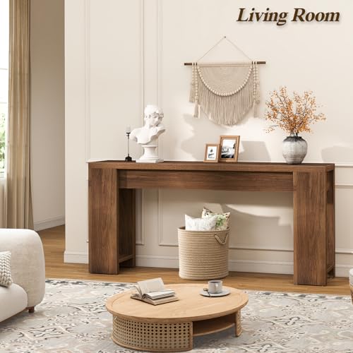 Curlaky 71" Extra Long Console Table, Wood Farmhouse Entryway Table, Plank and Beam Console Tables for Living Room, Entry, Entrance, Behind Couch, Hallway, Foyer, Narrow Sofa Tables for Front Doo Curlaky