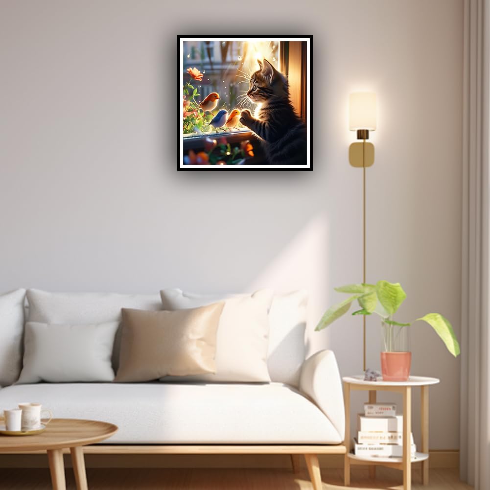 hill froeistung Cat Diamond Art Kits for Adults,5D Bird Diamond Art Painting Kits for Beginners,DIY Paint with Round Full Drill Diamond Dots Craft Home Wall Decor Gift 12x12 inch,Animal hill froeistung