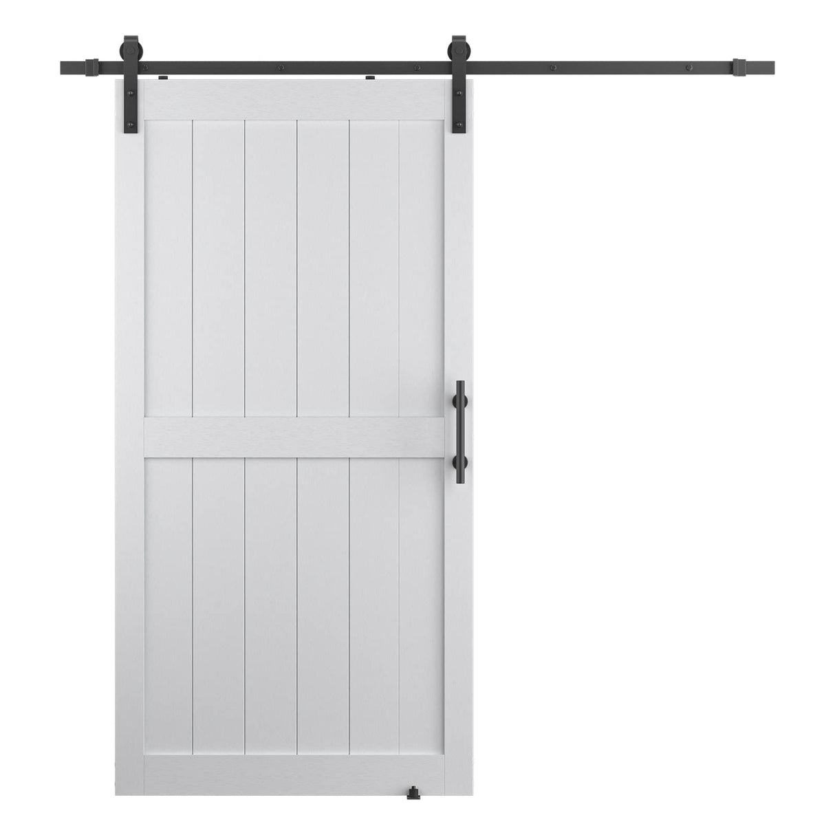 ALAMEDADT 40''x 80'' Sliding Barn Door with 7 Ft Barn Door Hardware Kit& Handle& Floor Guides,Pre-Drilled Holes Easy Assembly - Include Installation Manual, Water-Proof PVC Surface, H-Frame, White ALAMEDADT