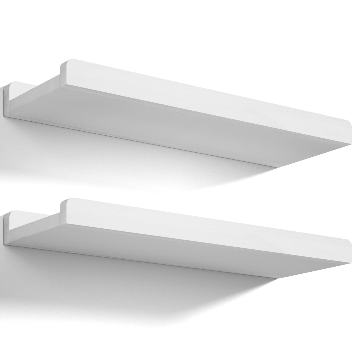 Love-KANKEI Floating Shelves Wall Mounted Set of 2, 17 Inch Rustic Wood Wall Shelves for Storage, Bedroom Living Room Bathroom Kitchen Office and More White Love-KANKEI