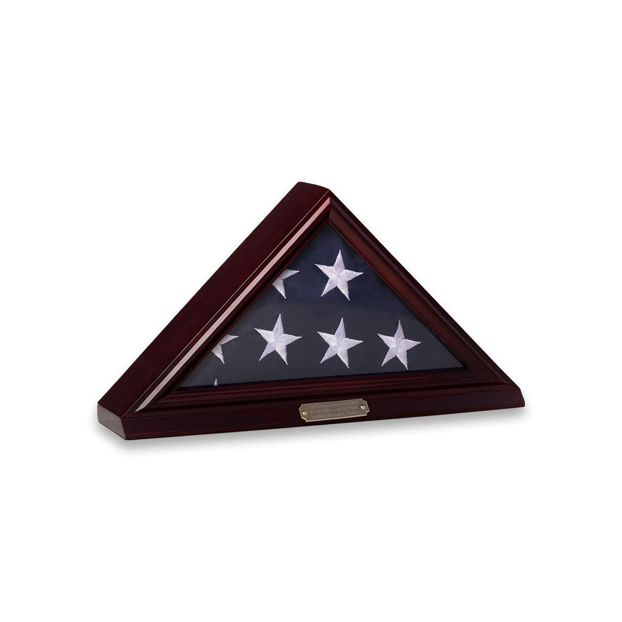 Bey-Berk Custom Personalized Solid Wood Triangle Glass Front Flag Display Case, Holds 3ft by 5ft Flag, Not Suitable for Burial or Memorial Flag (Mahogany) (Mahogany) Bey-Berk