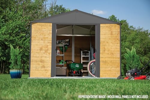 Arrow 10' x 12' Ironwood Galvanized Steel Hybrid Outdoor Shed Kit, Anthracite Arrow