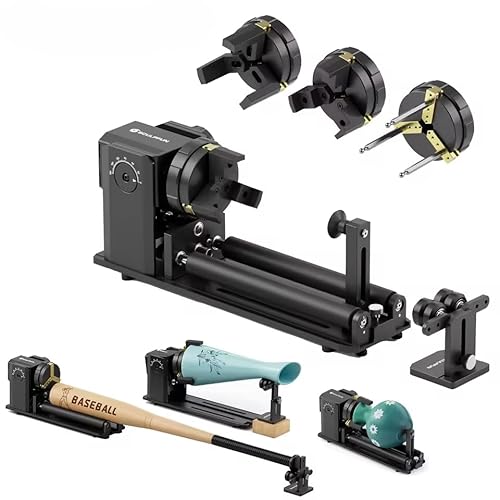 SCULPFUN RA Pro Max 4 in 1 Rotary Roller Chuck, Laser Roller Engraving Machine, 180° Adjustable Angle Dual Wheel Extension Bracket Cylindrical Object Processing for S9 S30 Ultra Series Laser Engraver SCULPFUN