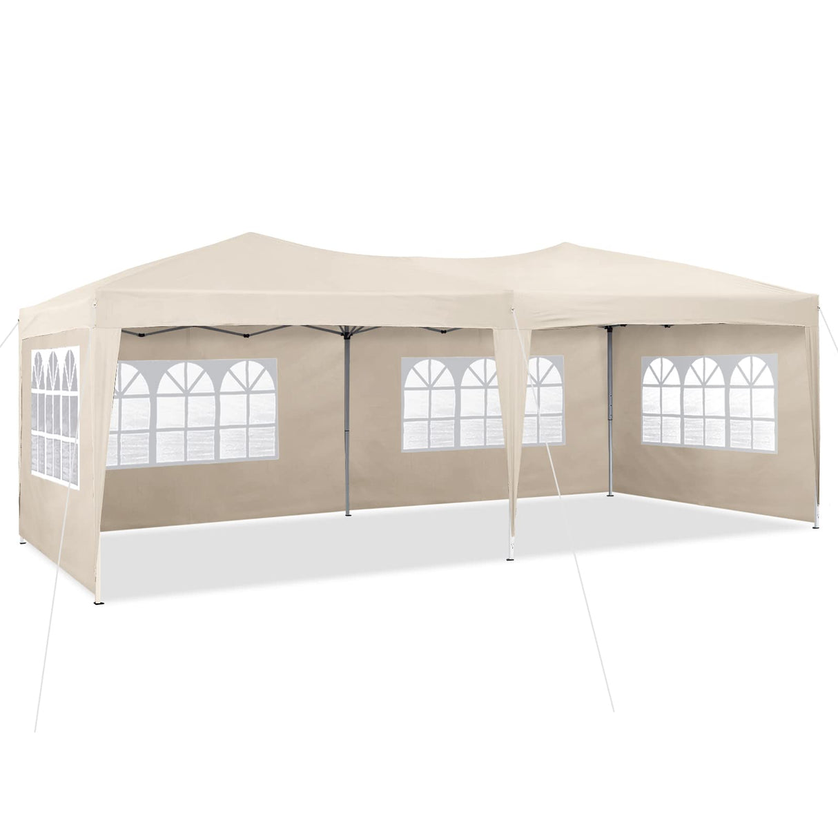 TUKAILAI 10' x 20' Pop Up Gazebo Marquee, Anti-UV Party Wedding Tent Event Shelters with 6 Removable Sidewalls & Carry Bag, Heavy Duty Instant Canopy for Outdoor Camping Garden Patio (Cream) TUKAILAi