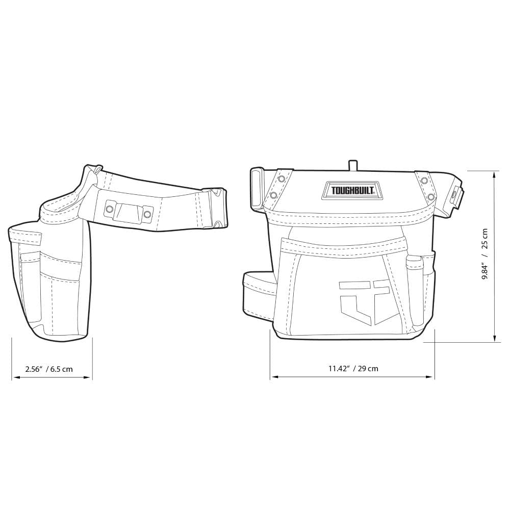 ToughBuilt - Apron Pouch - 6-Pockets with Durable Tape and Hammer Holders - Heavy Duty, Deluxe Premium Quality, Durable - (TB-310) ToughBuilt