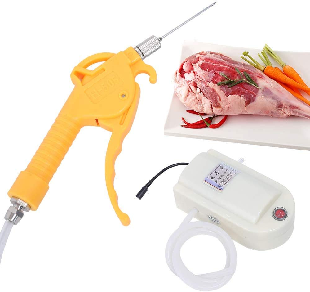 RibasuBB Marinade Meat Injector Pump, 50W Electric Meat Saline Syringe Pump Injector Meat Marinated Processor Kitchen Tool (Double Gun) Gdrasuya10