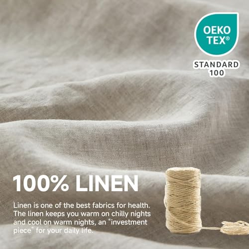 Simple&Opulence 100% Linen Duvet Cover Set, 3 PCS Natural French Flax Ruffle Duvet Cover Full Size, Breathable Comfy Linen Bedding Comforter Cover with 2 Pillowcases (Natural Linen, 78"X 86") Simple&Opulence