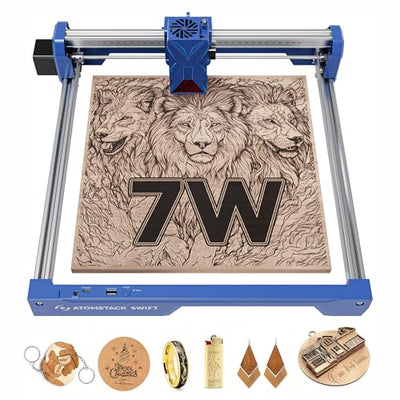 ATOMSTACK Swift 7W Laser Engraver, Swift 7W Laser Cutter, 0.06mm High Accuracy Laser Engraving Machine for Wood and Metal, Dark Acrylic, Glass, Leather Blue
