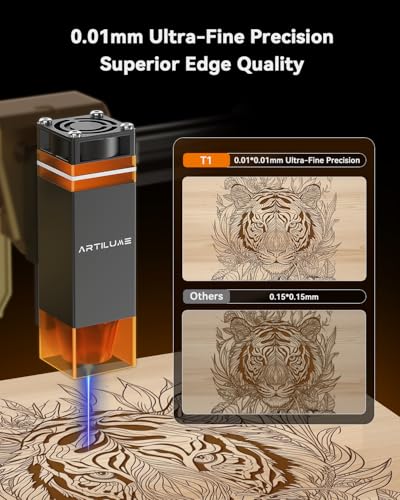 Artilume T1 Foldable Laser Engraver, Portable Engraving Machine with 0.01mm Accuracy, 200x150mm Working Area for Wood, Leather, Acrylic, Coated Metal - Ideal for DIY & Small Business (3000mW) Artilume