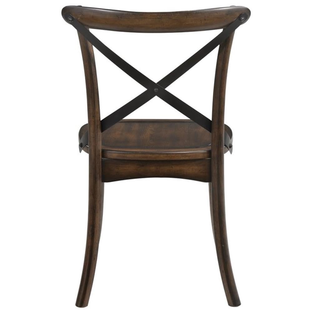 Acme Kaelyn Wooden Side Chair in Dark Oak and Black Set of 2 Acme