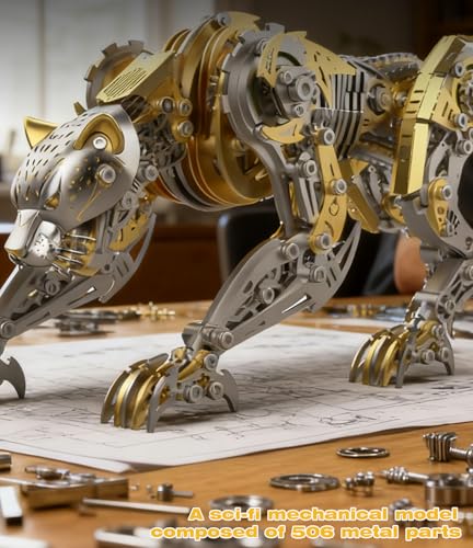 3D Metal Puzzle for Adults,Mechanical Cheetah Puzzle Building Set,3D Metal Model Kit, Brain Teaser Puzzles DIY Assembling for Stress Relief - A Collectible Gift for a man (Cheetah)
