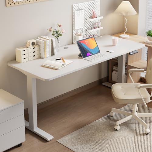 DERSITE Dual Motor Standing Desk Frame, Electric Adjustable Legs, Workstation Desk Base, Sit stand desk frame, 3 Memory Height Settings, with Cable Management Tray, Headphone Hook DERSITE