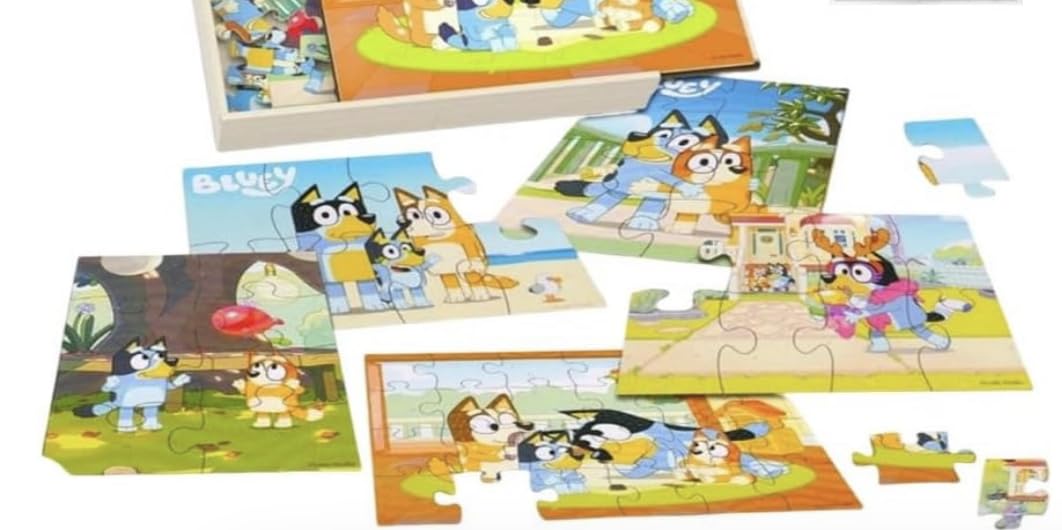 Bluey 5 Wood Puzzles with Storage Box, 72 Exclusive Mickey Mouse Clubhouse Stickers and Star Wars 300+ Stickers Bundle for Kids - Ages 3 and Up Spin Master