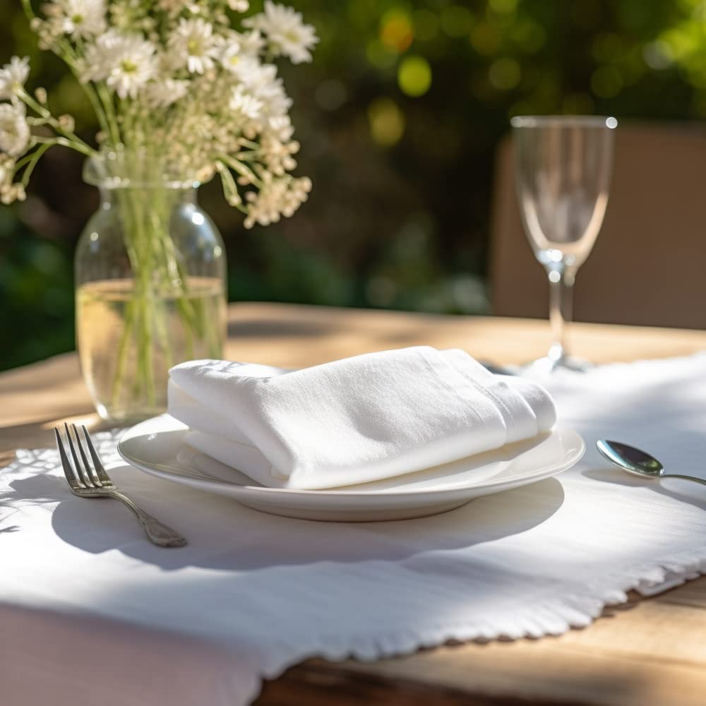 COTTON CRAFT White Dinner Napkins - Set of 24 Classic Twill Pure Cotton Soft Cloth Napkins - Durable Washable Reusable Napkin - Everyday Table Napkin - Restaurant Wedding Party Gift - 17 x 17 inches COTTON CRAFT
