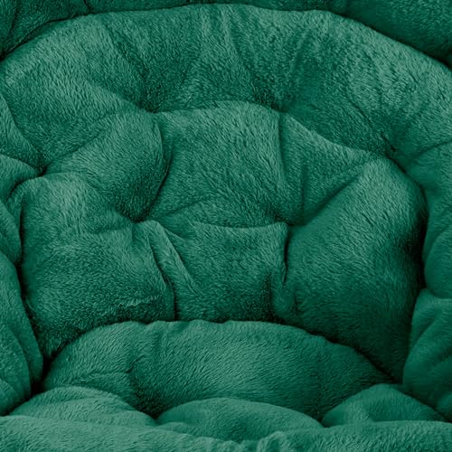 Flash Furniture Gwen Oversize Folding Saucer Chair - Emerald Faux Fur Moon Chair - Soft Gold Metal Frame - 38" Portable Folding Chair - for Dorm and Bedroom Flash Furniture