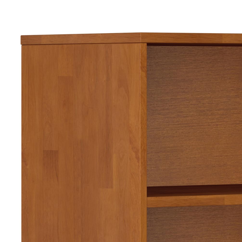 SIMPLIHOME Harper 24 inch Mid-Century Modern 4 Shelf Bookcase with Drawer (Set of 2) in Teak Brown for The Living Room, Study Room and Office SIMPLIHOME