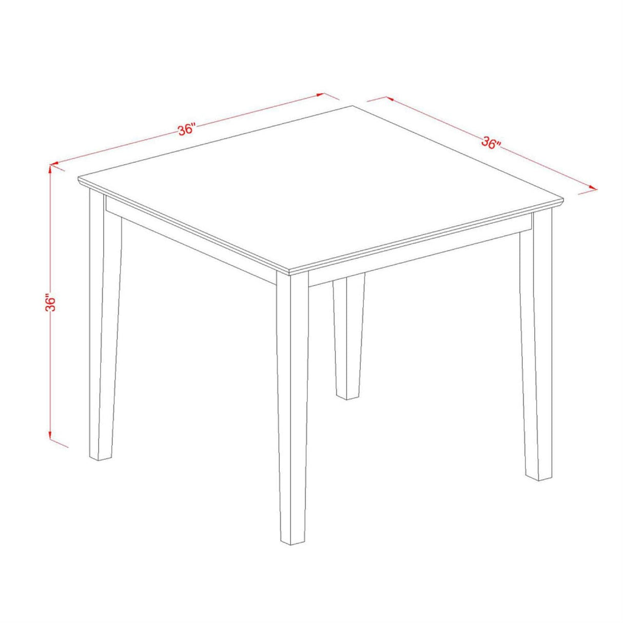 East West Furniture PBT T Square Counter Height Table for Small Spaces, 36-Inch, Oak Finish East West Furniture