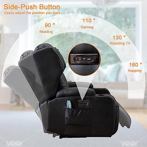 Oprisen Power Recliner Chair Set of 2 Overstuffed Home Theater Seating w/Heat Massage Electric Movie Gaming Sofa Reclining Sleeper Chair with LED Light/Lumbar Pillow/USB Port/Cup Holders Oprisen