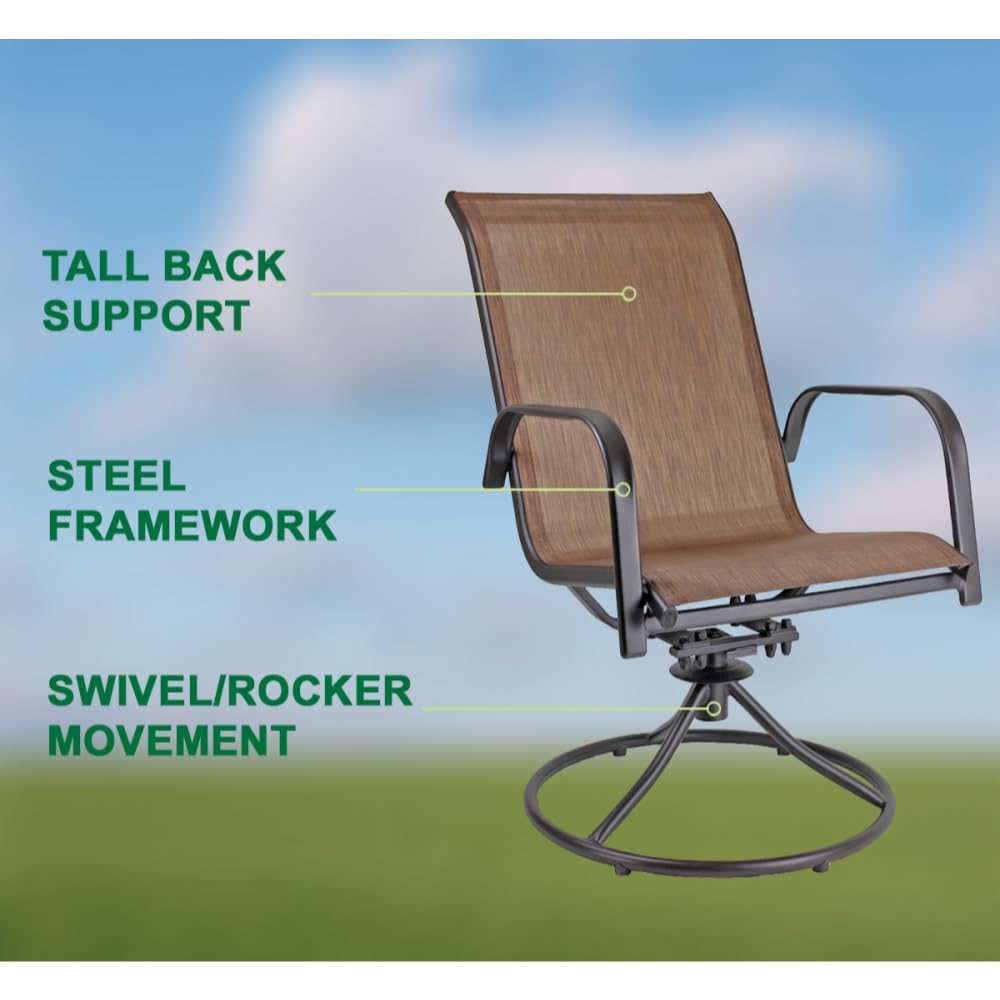 COURTYARD CREATIONS Garden Elements Sienna Collection 40" Table and Four Swivel Rocker Chairs Patio Dining Set, Brown (5-Piece Set) COURTYARD CREATIONS