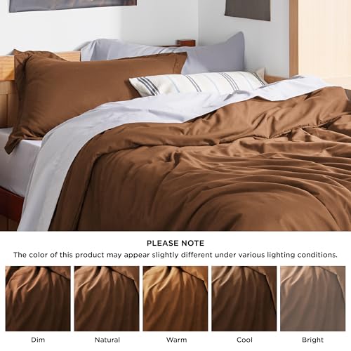 Bedsure Duvet Cover Twin/Twin XL Size - Soft Double Brushed Bedding Set for Kids & Adults, Zipper Closure, 2 Pieces, Includes 1 Duvet Cover (68"x90") & 1 Pillow Sham, NO Comforter, Brown Bedsure