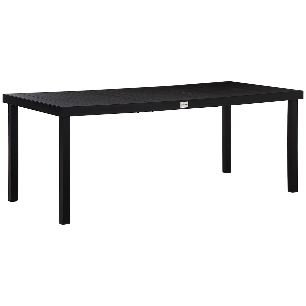 Outsunny 75" x 35" Outdoor Dining Table for 8 People, Rectangular Aluminum Frame Garden Table with All-Weather Faux Wood Top for Garden, Lawn, Patio, Black Outsunny