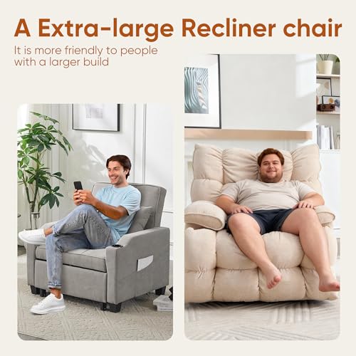 Atrtivoent Oversized Swivel Power Rocker Recliner,Electric Recliner Chairs for Adults,Extra Wide Seat Recliners,Upholstered Nursery Reclining Glider Chair,Swivel Chairs for Living Room,Beige